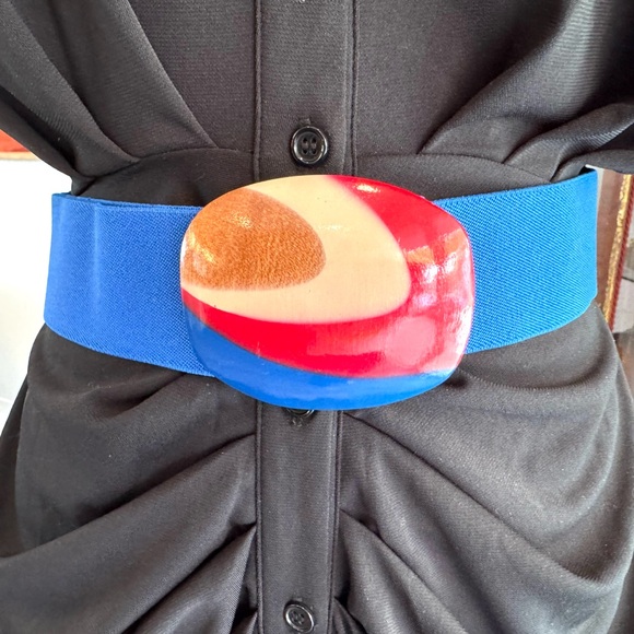 Vintage Wood Buckle Abstract Stretch Belt main image 8